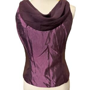 Michaelangelo Shell Top SZ 6 Shimmery Formal Maroon Acetate Lined Glam Chic‎